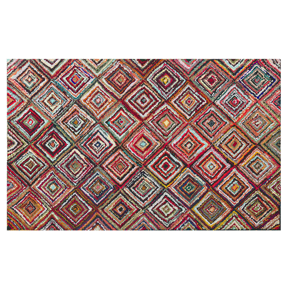 Tappeto di pezza Tappeto fatto a mano bohémien intrecciato in cotone Multicolore 140 x 200 cm