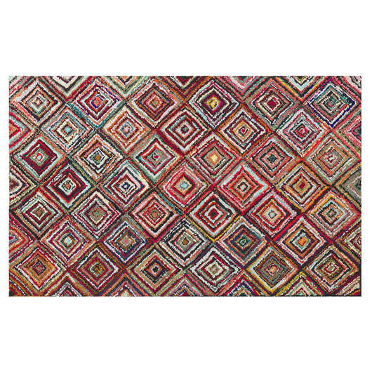 Tappeto di pezza Tappeto fatto a mano bohémien intrecciato in cotone Multicolore 140 x 200 cm