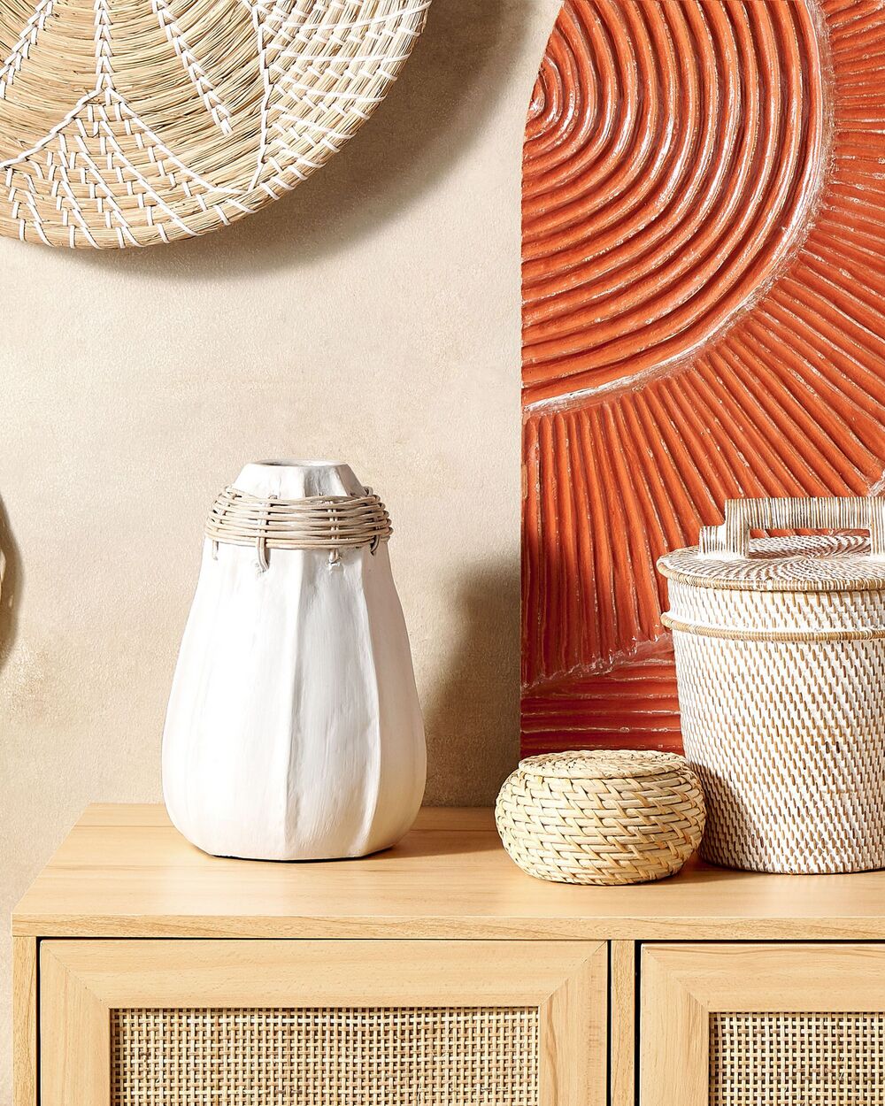 Vaso decorativo in terracotta bianca Stile naturale per fiori secchi