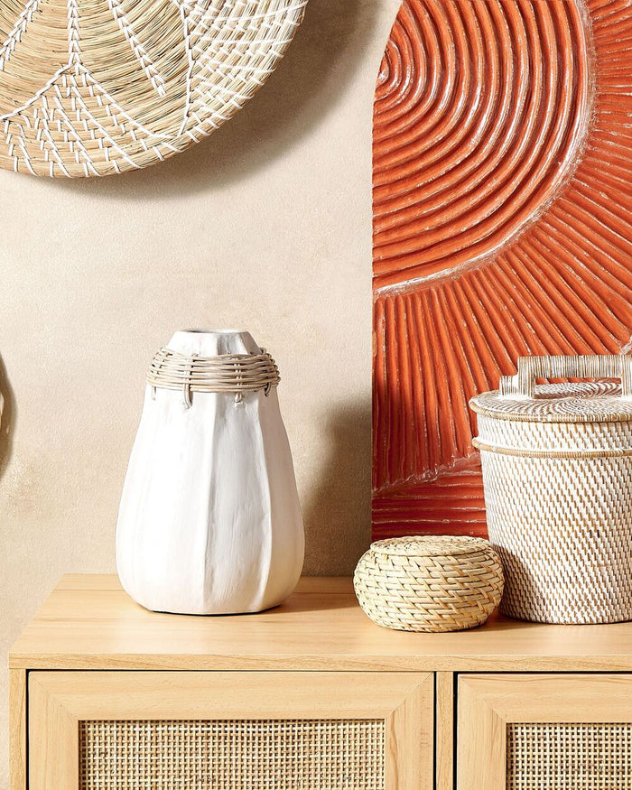 Vaso decorativo in terracotta bianca Stile naturale per fiori secchi