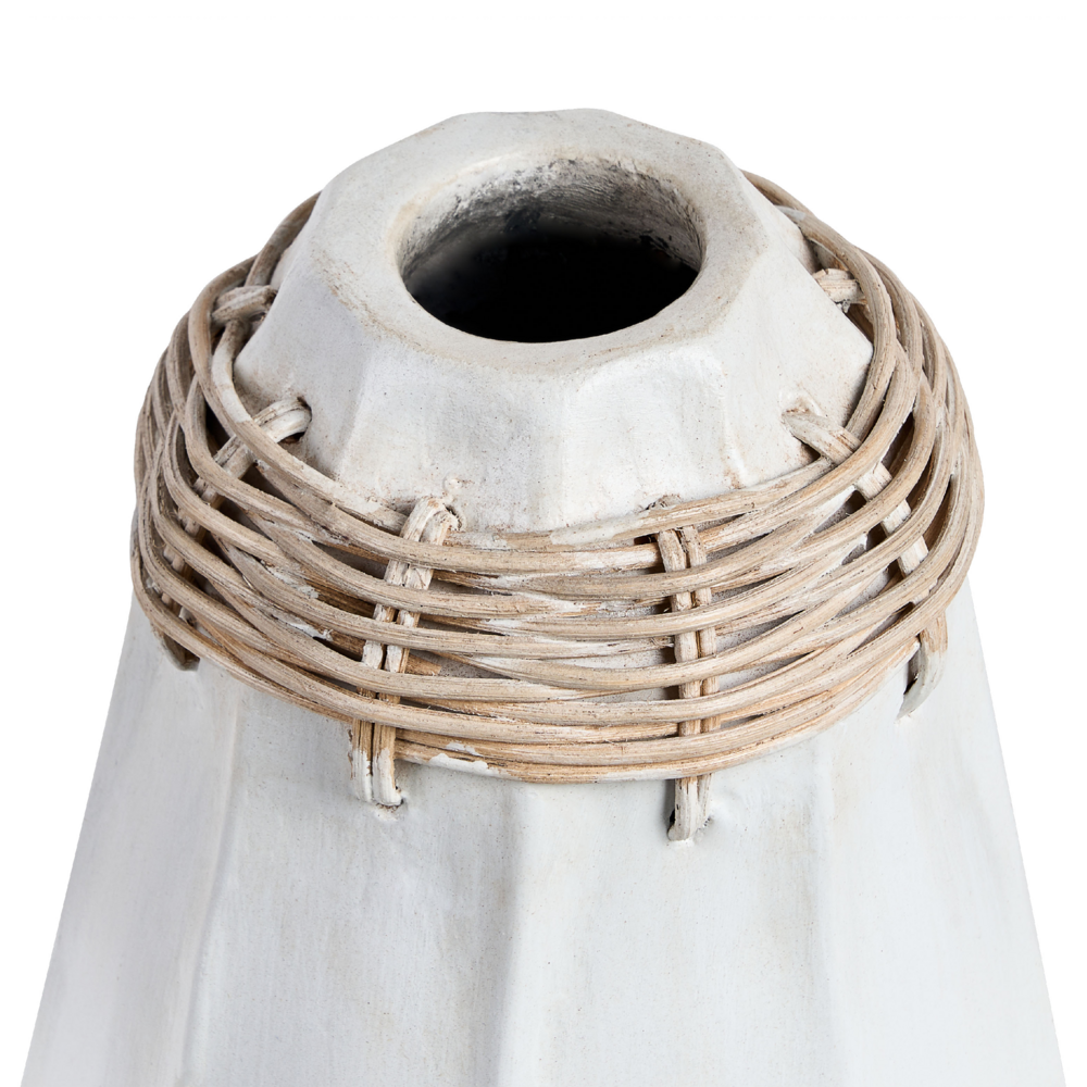 Vaso decorativo in terracotta bianca Stile naturale per fiori secchi