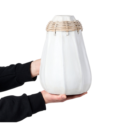 Vaso decorativo in terracotta bianca Stile naturale per fiori secchi