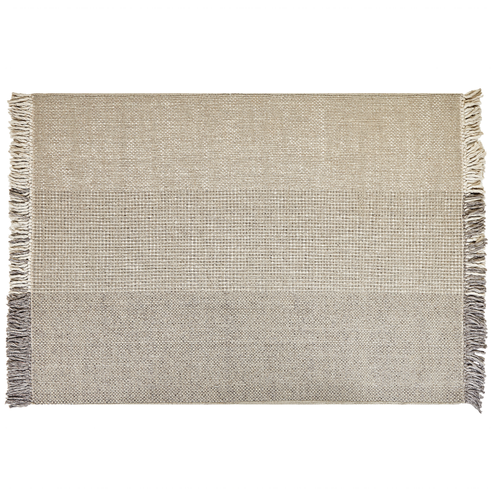 Tappeto grigio lana cotone 160 x 230 cm intrecciato a mano rettangolare con frange