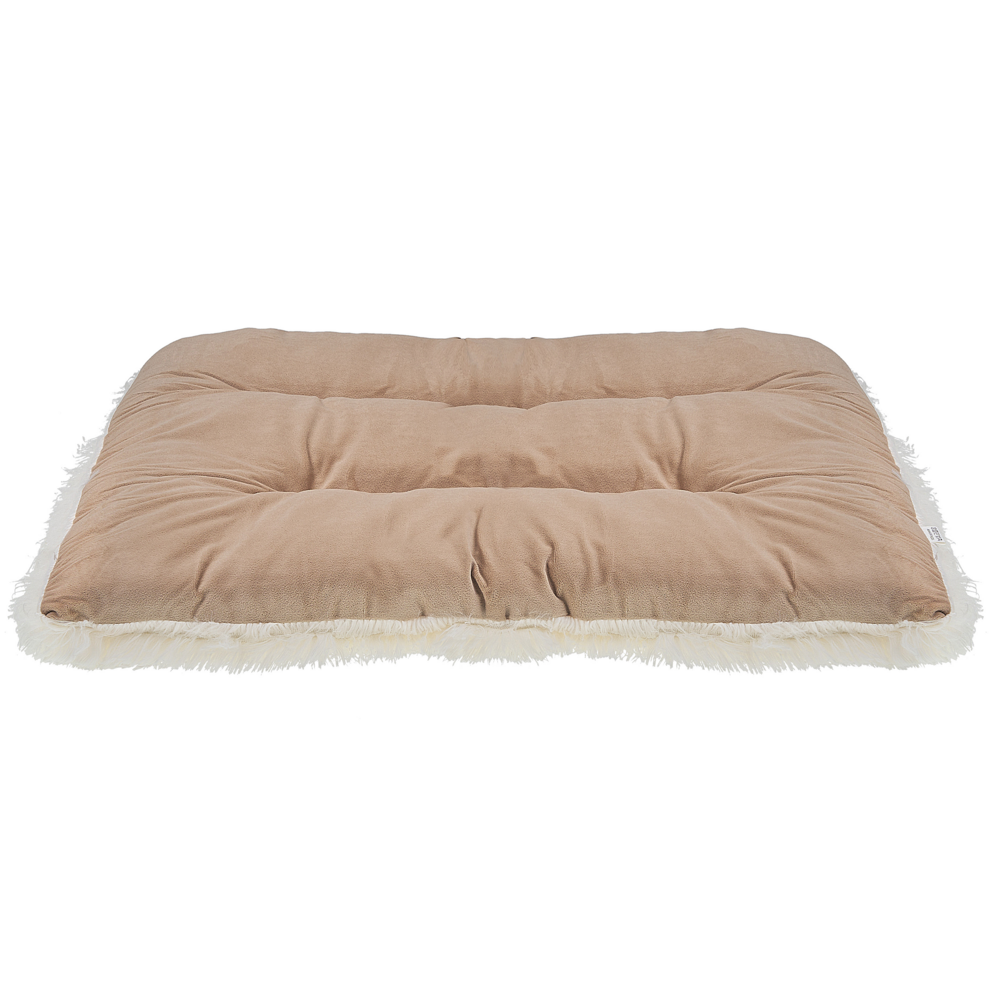 Cuccia animali letto per cani lettino gatti velluto beige con nappe 60 x 45 cm