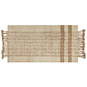 Tappeto juta beige 80 x 150 cm con nappe motivo geometrico intrecciato fatto a mano stile boho per soggiorno camera da letto