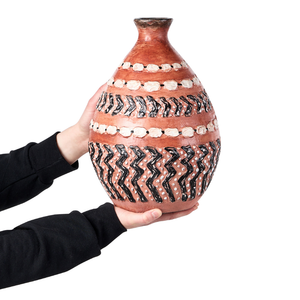 Vaso decorativo in terracotta marrone e nera Stile naturale per fiori secchi