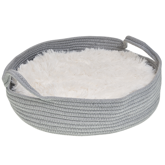 Cuccia morbido lettino per animali domestici in cotone grigio e bianco ø 45 cm