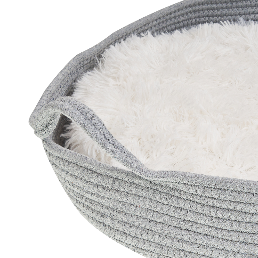 Cuccia morbido lettino per animali domestici in cotone grigio e bianco ø 45 cm