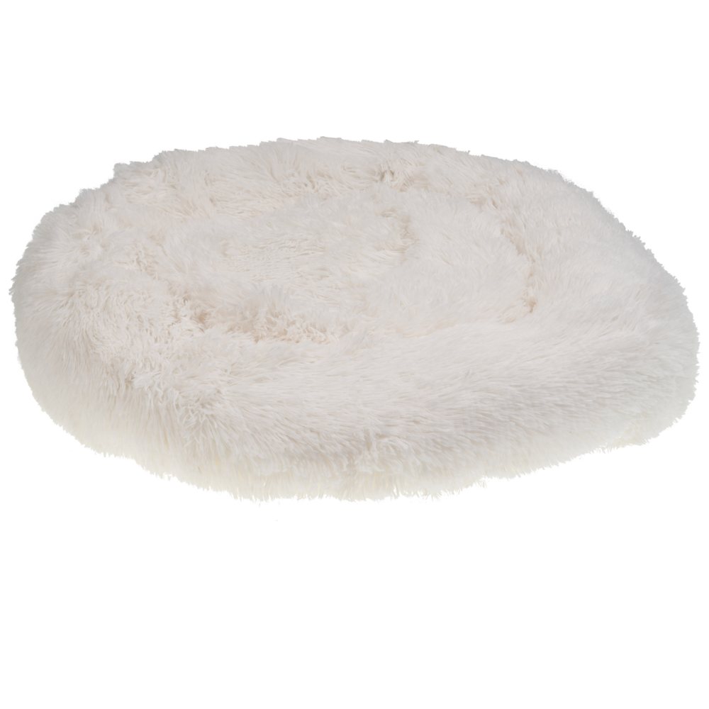 Cuccia per cani pelliccia sintetica bianco 50 cm cuscino per gatto letto animali rotondo
