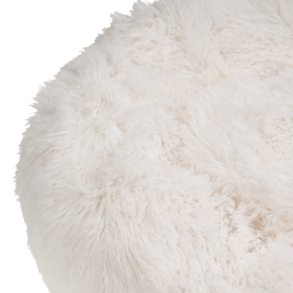 Cuccia per cani pelliccia sintetica bianco 50 cm cuscino per gatto letto animali rotondo