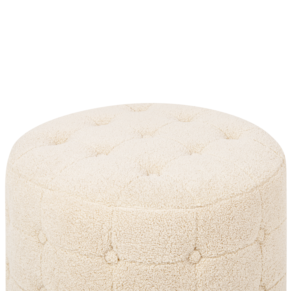 Poggiapiedi Tondo Velluto Capitonné Bottoni Stile Chesterfield