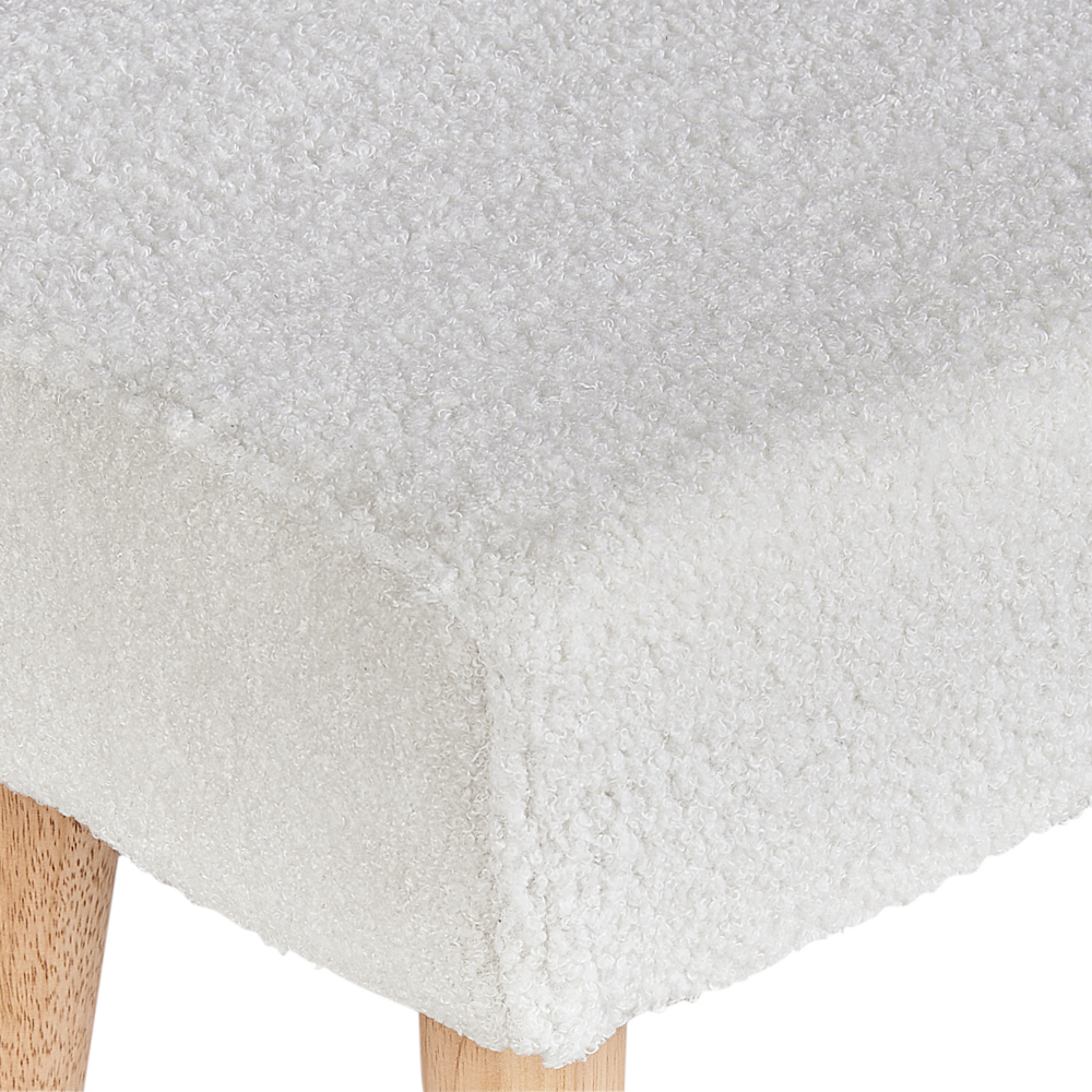 Poggiapiedi in Cotone Bianco con Gambe in Legno