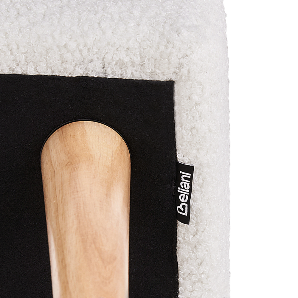 Poggiapiedi in Cotone Bianco con Gambe in Legno