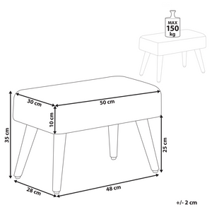 Poggiapiedi in Cotone Bianco con Gambe in Legno