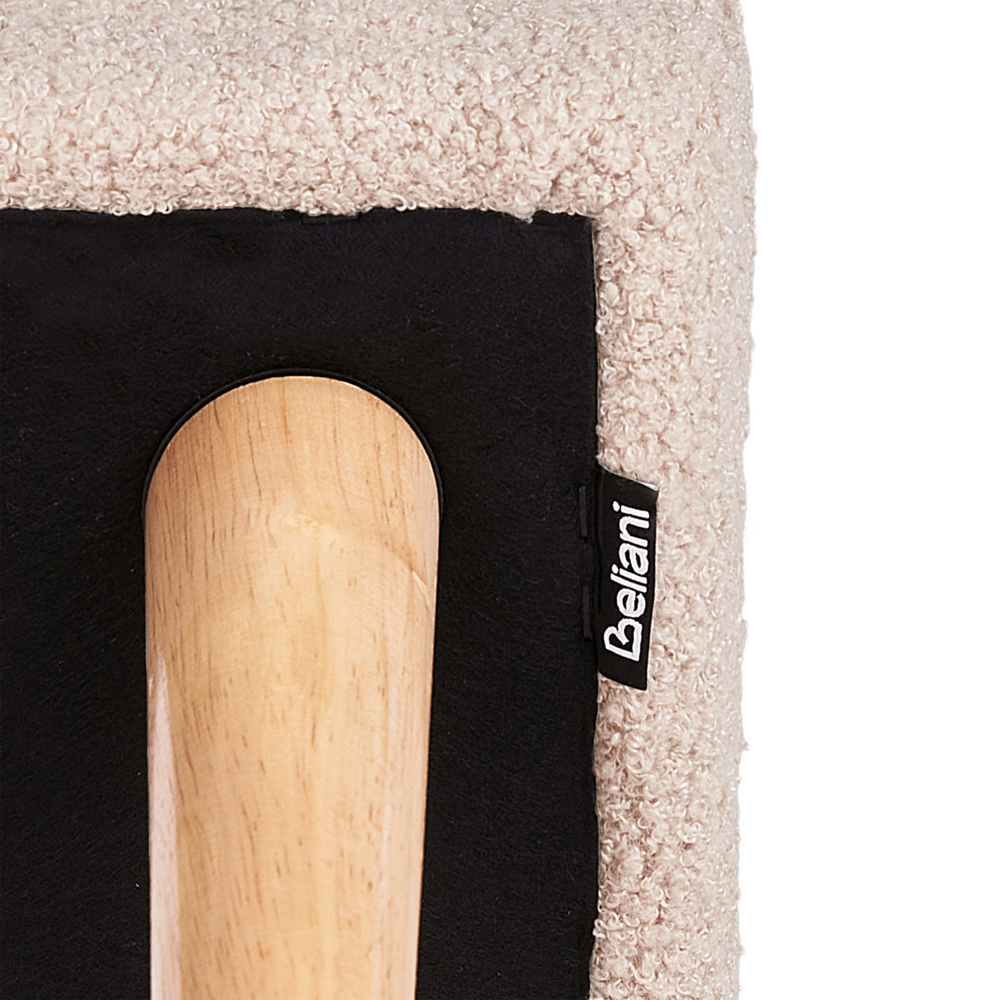 Poggiapiedi in Cotone Beige con Gambe in Legno