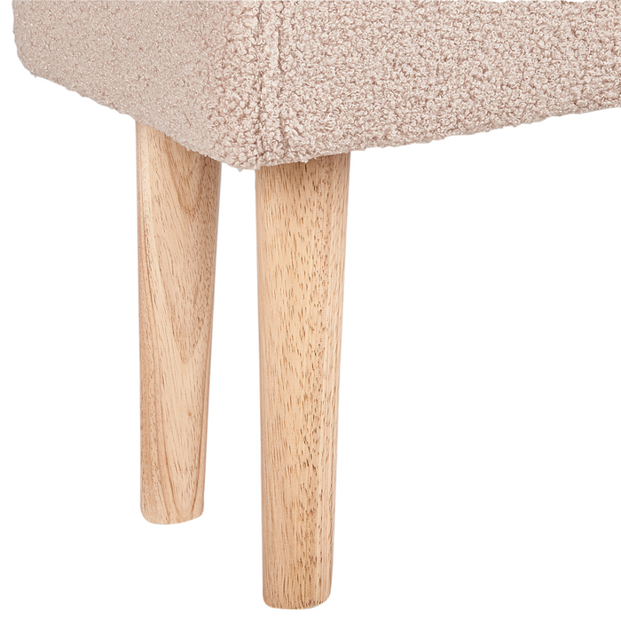 Poggiapiedi in Cotone Beige con Gambe in Legno