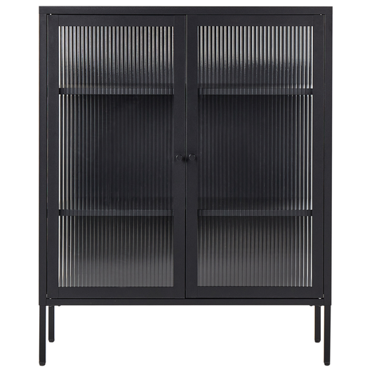 Vetrina moderna in acciaio nero e ante in vetro 90 x 31 cm stile contemporaneo industriale sala da pranzo soggiorno