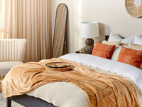 Coperta plaid in poliestere sabbia 150 x 200 cm morbido durevole letto divano soggiorno stile classico