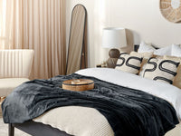 Coperta plaid in poliestere nero 150 x 200 cm morbido durevole letto divano soggiorno stile classico