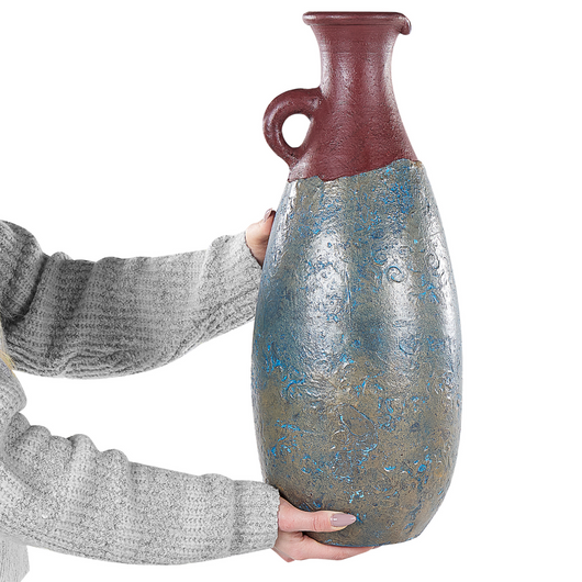 Vaso in terracotta di colore blu marrone 50 cm realizzato a mano stile vintage soggiorno camera da letto