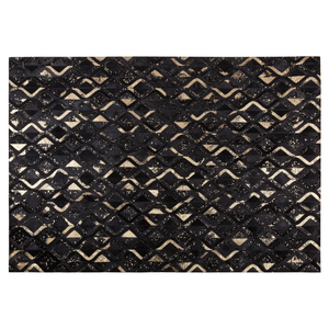 Tappeto Nero con Pelle dorato 140 x 200 cm in stile Modern Glam