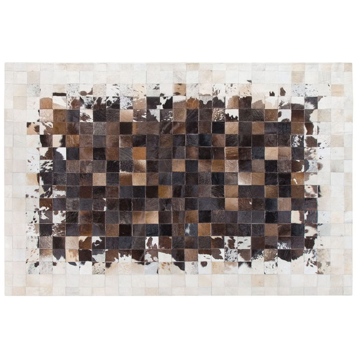 Tappeto Marrone con Pelle Beige 160 x 230 cm Moderno Patchwork Pelle Bovina Artigianale