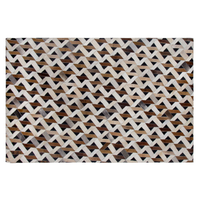 Tappeto tappetino Tappeto Pelle Marrone e Grigio Motivo Geometrico 140 x 200 cm Rustic Boho