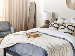 Coperta plaid in poliestere bianco sporco 150 x 200 cm morbido durevole letto divano soggiorno stile classico