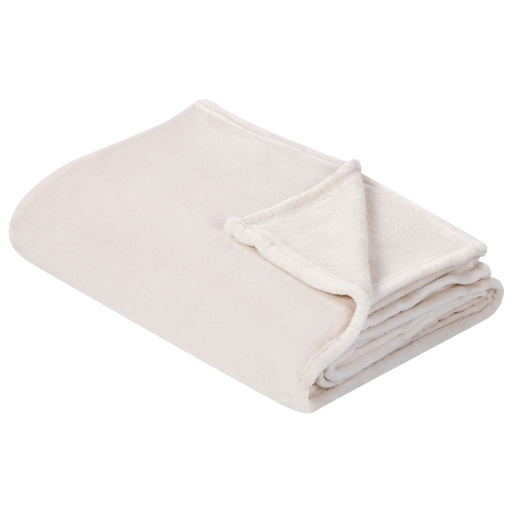 Coperta plaid in poliestere bianco sporco 150 x 200 cm morbido durevole letto divano soggiorno stile classico