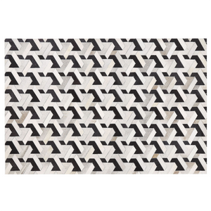 Tappeto tappetino Pelle Bovina Nera e Bianca 140 x 200 cm Motivo Geometrico Patchwork