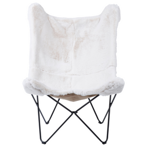 Sedia a farfalla in ecopelle di colore bianco soggiorno camera da letto design moderno