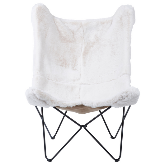 Sedia a farfalla in ecopelle di colore bianco soggiorno camera da letto design moderno