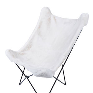 Sedia a farfalla in ecopelle di colore bianco soggiorno camera da letto design moderno