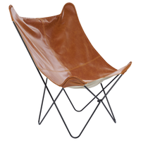 Sedia a farfalla in ecopelle di colore marrone soggiorno camera da letto design moderno