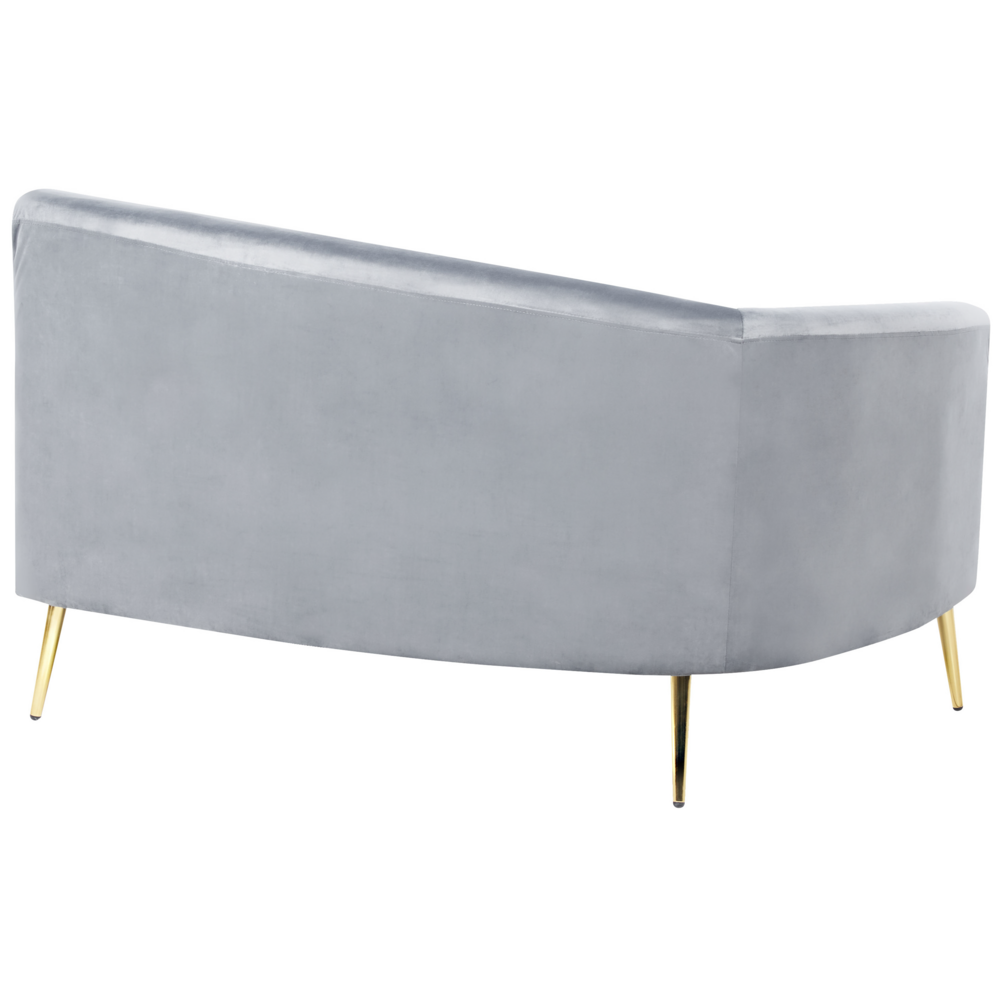 Divano 4 posti in velluto grigio chiaro seduta posteriore gambe in metallo dorato retro