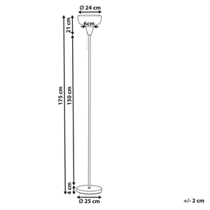 Lampada da terra  base metallo nero argento paralume fumé vetro 175 cm Interruttore cordicella moderna camera da letto soggiorno