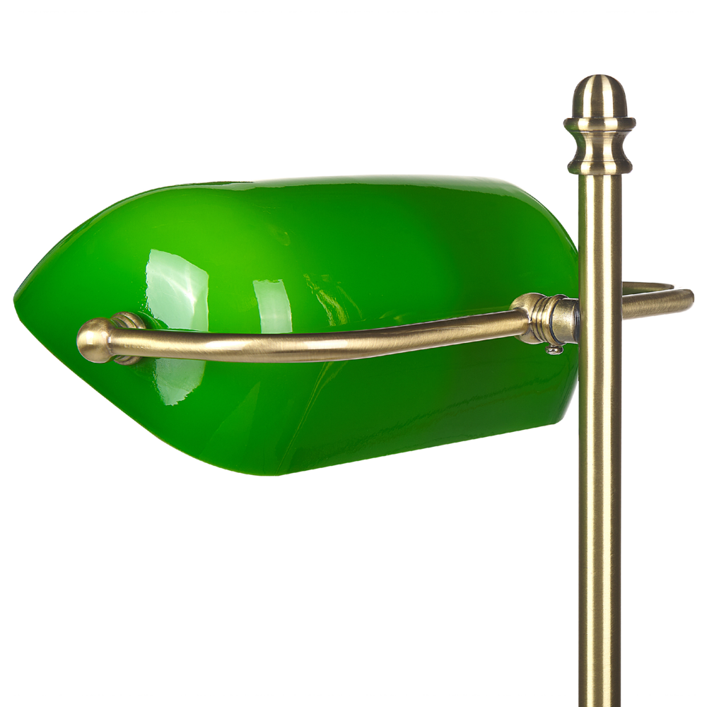 Lampada da tavolo con base metallo verde oro, paralume vetro, interruttore regolabile, retrò, per la casa e l'ufficio.