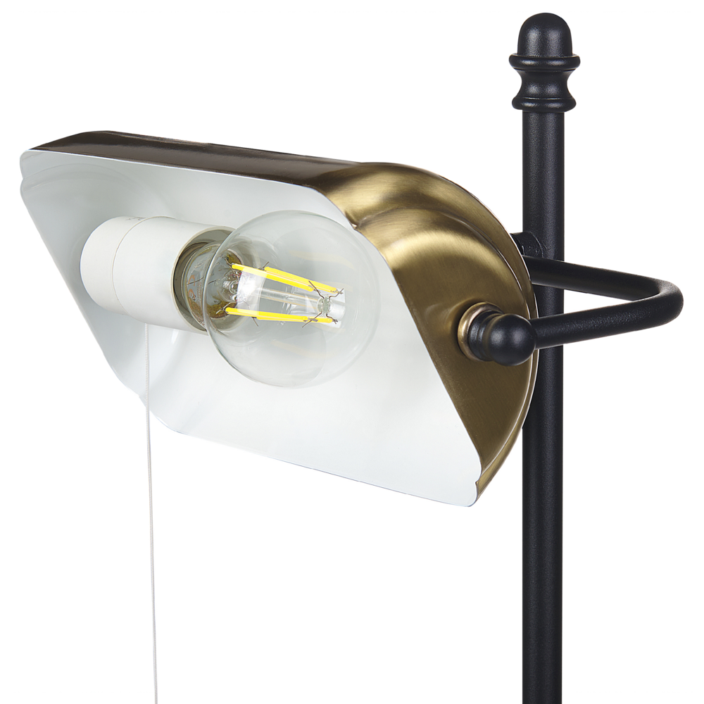 Lampada da tavolo con base metallo verde oro, paralume vetro, interruttore regolabile, retrò, per la casa e l'ufficio.