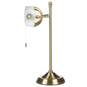 Lampada da tavolo con base metallo verde oro, paralume vetro, interruttore regolabile, retrò, per la casa e l'ufficio.