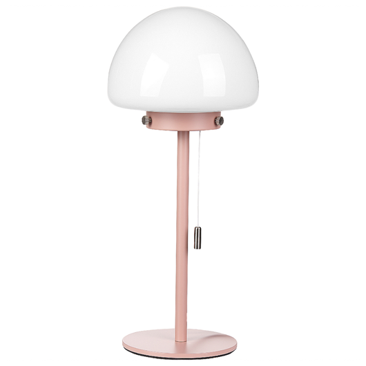 Lampada da tavolo con base in metallo rosa e paralume in vetro, in stile minimalista, per la casa e l'ufficio.