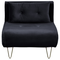 Set di 2 divani letto a 2 e 1 posto in velluto nero con cuscini e gambe in metallo soggiorno glamour elegante