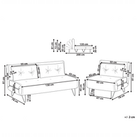 Set di 2 divani letto a 2 e 1 posto in velluto nero con cuscini e gambe in metallo soggiorno glamour elegante