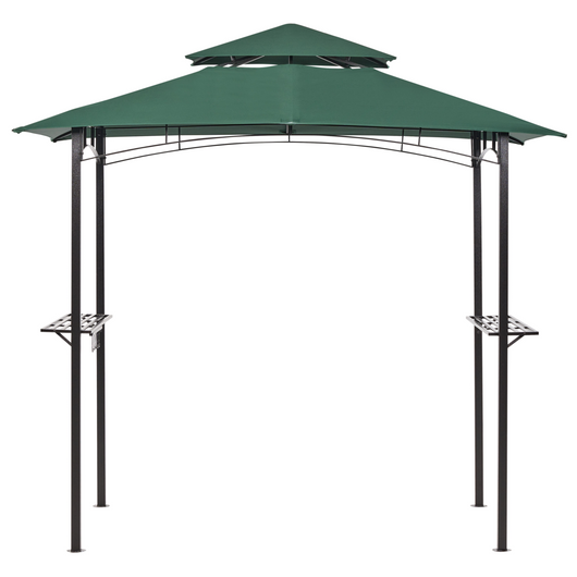Gazebo Beige Tessuto Verde Scuro Acciaio 240 x 148 cm Telaio in metallo Tettoia con ganci e mensole Padiglione da giardino