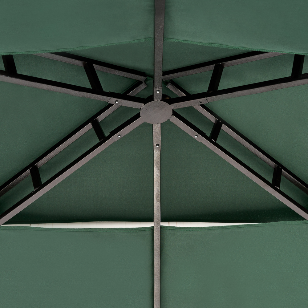 Gazebo Beige Tessuto Verde Scuro Acciaio 240 x 148 cm Telaio in metallo Tettoia con ganci e mensole Padiglione da giardino