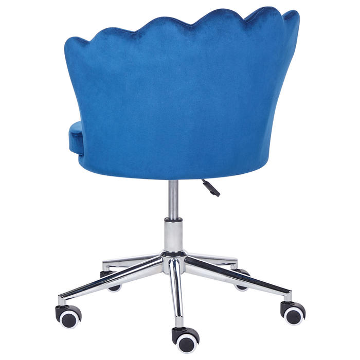 Sedia da ufficio in velluto di colore azzurro con base girevole altezza regolabile elegante moderna