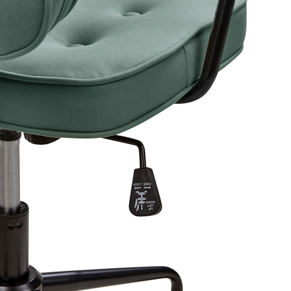 Sedia da ufficio in tessuto sintetica di colore verde girevole con altezza regolabile e freno di sicurezza ufficio di casa studio