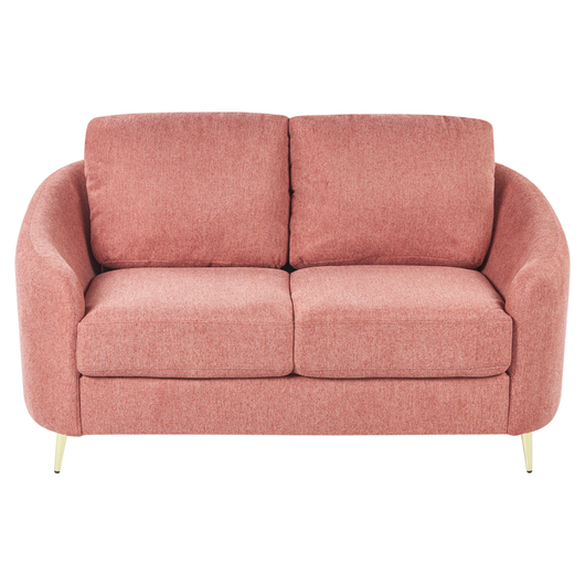 Divano 2 posti in tessuto rosa con piedi dorati curve morbide stile glamour elegante soggiorno