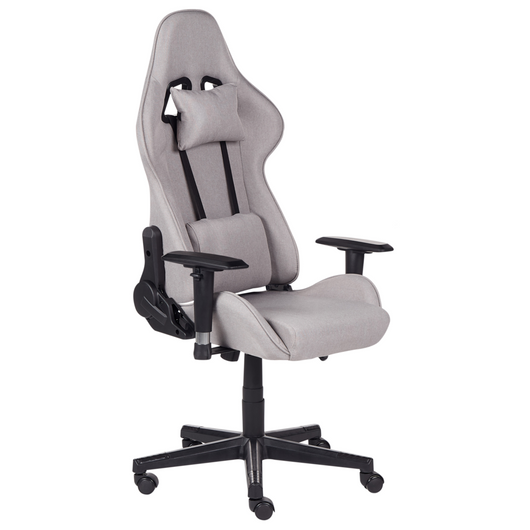 Sedia da ufficio ergonomica in tessuto con braccioli regolabili di colore grigio chiaro poltrona gaming stile moderno