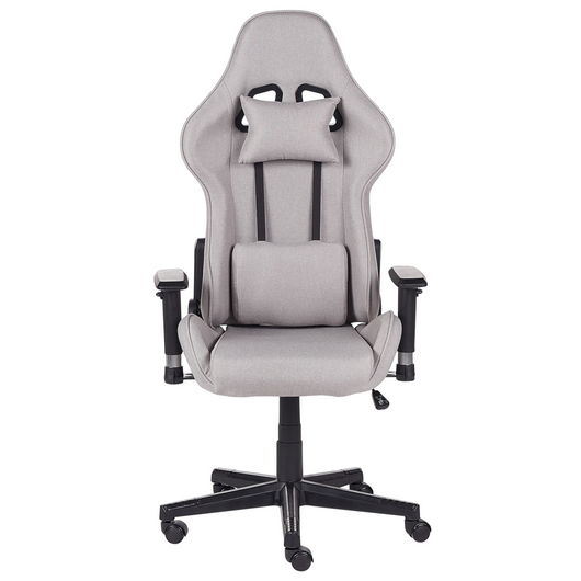 Sedia da ufficio ergonomica in tessuto con braccioli regolabili di colore grigio chiaro poltrona gaming stile moderno