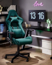 Sedia da ufficio ergonomica in tessuto con braccioli regolabili di colore verde poltrona gaming stile moderno